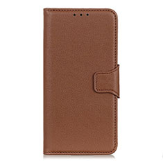 Leather Case Stands Flip Cover L07 Holder for Motorola Moto Edge Brown