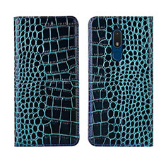 Leather Case Stands Flip Cover L07 Holder for Nokia C3 Blue