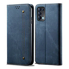 Leather Case Stands Flip Cover L07 Holder for Oppo Find X3 Lite 5G Blue
