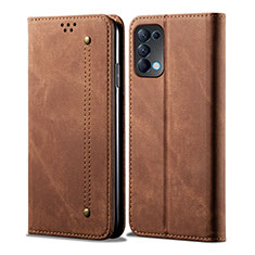 Leather Case Stands Flip Cover L07 Holder for Oppo Find X3 Lite 5G Brown