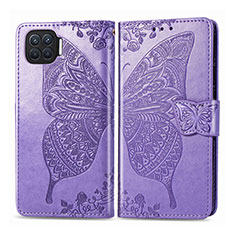 Leather Case Stands Flip Cover L07 Holder for Oppo Reno4 F Clove Purple