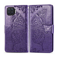 Leather Case Stands Flip Cover L07 Holder for Oppo Reno4 Lite Purple