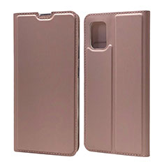 Leather Case Stands Flip Cover L07 Holder for Samsung Galaxy A71 5G Rose Gold