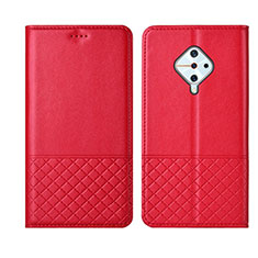 Leather Case Stands Flip Cover L07 Holder for Vivo S1 Pro Red