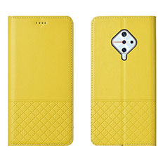 Leather Case Stands Flip Cover L07 Holder for Vivo S1 Pro Yellow