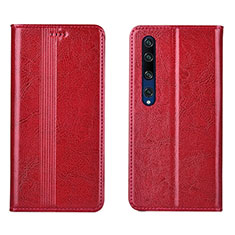 Leather Case Stands Flip Cover L07 Holder for Xiaomi Mi 10 Red