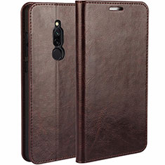 Leather Case Stands Flip Cover L07 Holder for Xiaomi Redmi 8 Brown