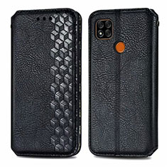 Leather Case Stands Flip Cover L07 Holder for Xiaomi Redmi 9 India Black