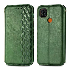 Leather Case Stands Flip Cover L07 Holder for Xiaomi Redmi 9 India Green