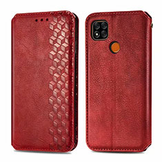 Leather Case Stands Flip Cover L07 Holder for Xiaomi Redmi 9 India Red