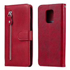 Leather Case Stands Flip Cover L07 Holder for Xiaomi Redmi Note 9 Pro Red