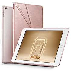 Leather Case Stands Flip Cover L08 for Apple New iPad 9.7 (2017) Rose Gold