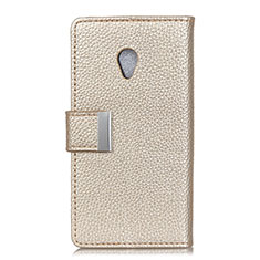 Leather Case Stands Flip Cover L08 Holder for Alcatel 1X (2019) Gold