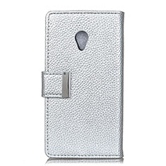 Leather Case Stands Flip Cover L08 Holder for Alcatel 1X (2019) Silver