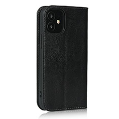 Leather Case Stands Flip Cover L08 Holder for Apple iPhone 12 Mini Black