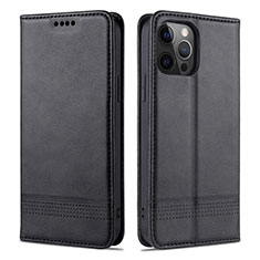 Leather Case Stands Flip Cover L08 Holder for Apple iPhone 12 Pro Black