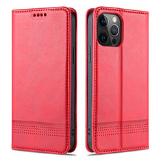 Leather Case Stands Flip Cover L08 Holder for Apple iPhone 12 Pro Red