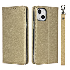 Leather Case Stands Flip Cover L08 Holder for Apple iPhone 13 Mini Gold
