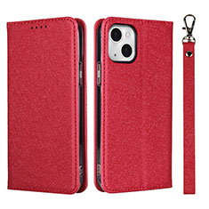 Leather Case Stands Flip Cover L08 Holder for Apple iPhone 13 Mini Red