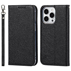 Leather Case Stands Flip Cover L08 Holder for Apple iPhone 13 Pro Black