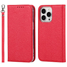 Leather Case Stands Flip Cover L08 Holder for Apple iPhone 13 Pro Max Red