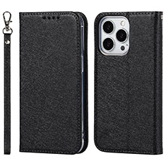 Leather Case Stands Flip Cover L08 Holder for Apple iPhone 14 Pro Max Black