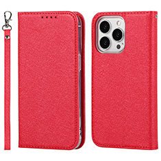 Leather Case Stands Flip Cover L08 Holder for Apple iPhone 14 Pro Red