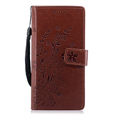 Leather Case Stands Flip Cover L08 Holder for Huawei P20 Brown