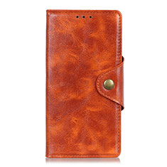 Leather Case Stands Flip Cover L08 Holder for Motorola Moto One Fusion Plus Orange