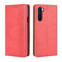 Leather Case Stands Flip Cover L08 Holder for OnePlus Nord Red