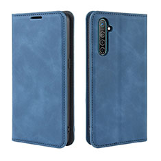 Leather Case Stands Flip Cover L08 Holder for Oppo K5 Blue