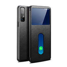 Leather Case Stands Flip Cover L08 Holder for Oppo Reno3 Pro Black