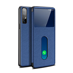 Leather Case Stands Flip Cover L08 Holder for Oppo Reno3 Pro Blue