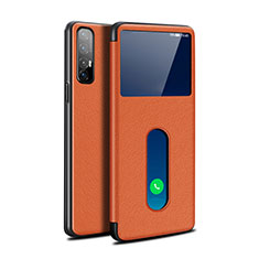 Leather Case Stands Flip Cover L08 Holder for Oppo Reno3 Pro Orange