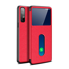 Leather Case Stands Flip Cover L08 Holder for Oppo Reno3 Pro Red