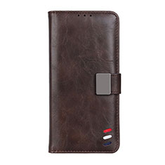 Leather Case Stands Flip Cover L08 Holder for Realme 7 Brown