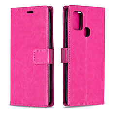 Leather Case Stands Flip Cover L08 Holder for Samsung Galaxy A21s Hot Pink