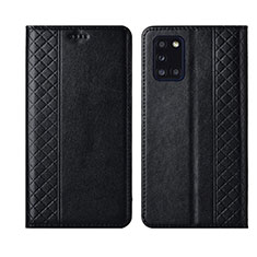 Leather Case Stands Flip Cover L08 Holder for Samsung Galaxy A31 Black