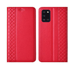 Leather Case Stands Flip Cover L08 Holder for Samsung Galaxy A31 Red