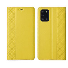 Leather Case Stands Flip Cover L08 Holder for Samsung Galaxy A31 Yellow