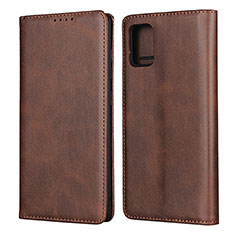 Leather Case Stands Flip Cover L08 Holder for Samsung Galaxy A51 5G Brown