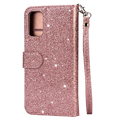 Leather Case Stands Flip Cover L08 Holder for Samsung Galaxy S20 5G Rose Gold