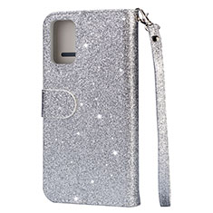 Leather Case Stands Flip Cover L08 Holder for Samsung Galaxy S20 5G Silver