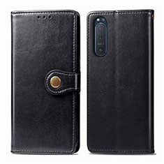 Leather Case Stands Flip Cover L08 Holder for Sony Xperia 5 II Black