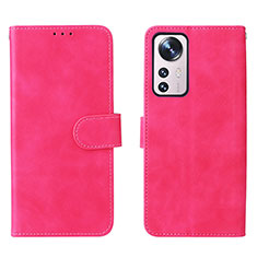 Leather Case Stands Flip Cover L08 Holder for Xiaomi Mi 12 5G Hot Pink