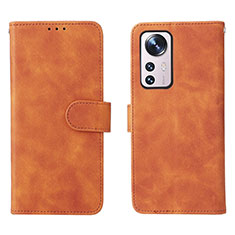 Leather Case Stands Flip Cover L08 Holder for Xiaomi Mi 12 Lite 5G Brown
