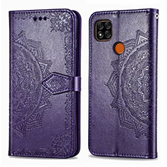 Leather Case Stands Flip Cover L08 Holder for Xiaomi Redmi 9C Purple