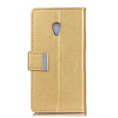 Leather Case Stands Flip Cover L09 Holder for Alcatel 1X (2019) Gold