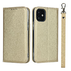 Leather Case Stands Flip Cover L09 Holder for Apple iPhone 12 Gold