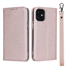 Leather Case Stands Flip Cover L09 Holder for Apple iPhone 12 Mini Rose Gold